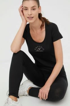 Γυναικεία Κοντομάνικο Μπλουζάκι Emporio Armani Underwear μαύρο