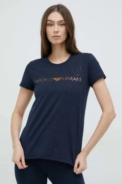 Γυναικεία Κοντομάνικο Μπλουζάκι Lounge Emporio Armani Underwear ναυτικό μπλε