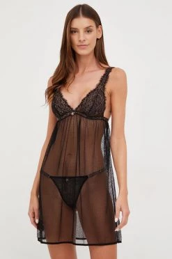 Γυναικεία Πιτζάμα Νυχτικό και στρινγκ Emporio Armani Underwear μαύρο