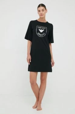 Γυναικεία Πιτζάμα Βαμβακερό νυχτικό Emporio Armani Underwear μαύρο